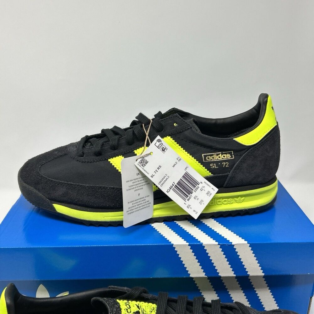 NEW adidas Originals SL 72 RS Men’s Black Yellow Sneaker IG4647 Size 9 - Picture 3 of 16